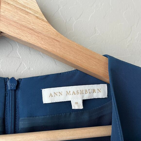 Ann Mashburn Navy Blue V-Neck 3/4‎ Sleeve Shift Mini Dress Women’s Size Medium - Picture 4 of 12